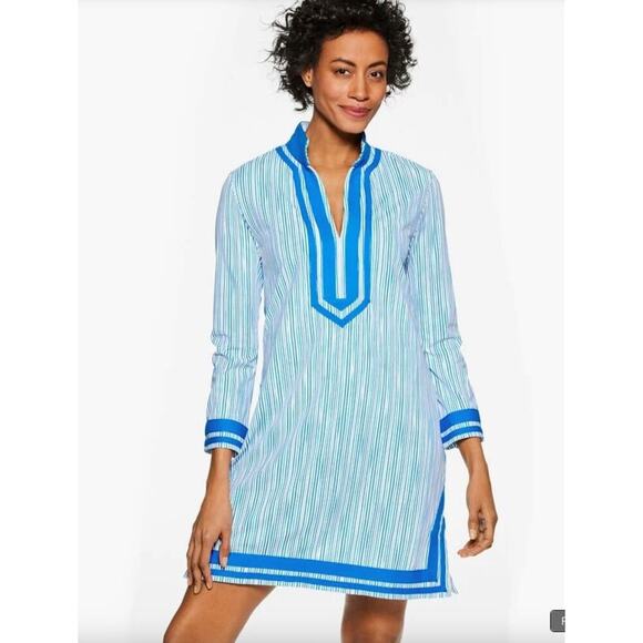 EUC Cabana Life X Talbots Palapa Blue White Stripe Tunic Cover Up - Small - Picture 1 of 10
